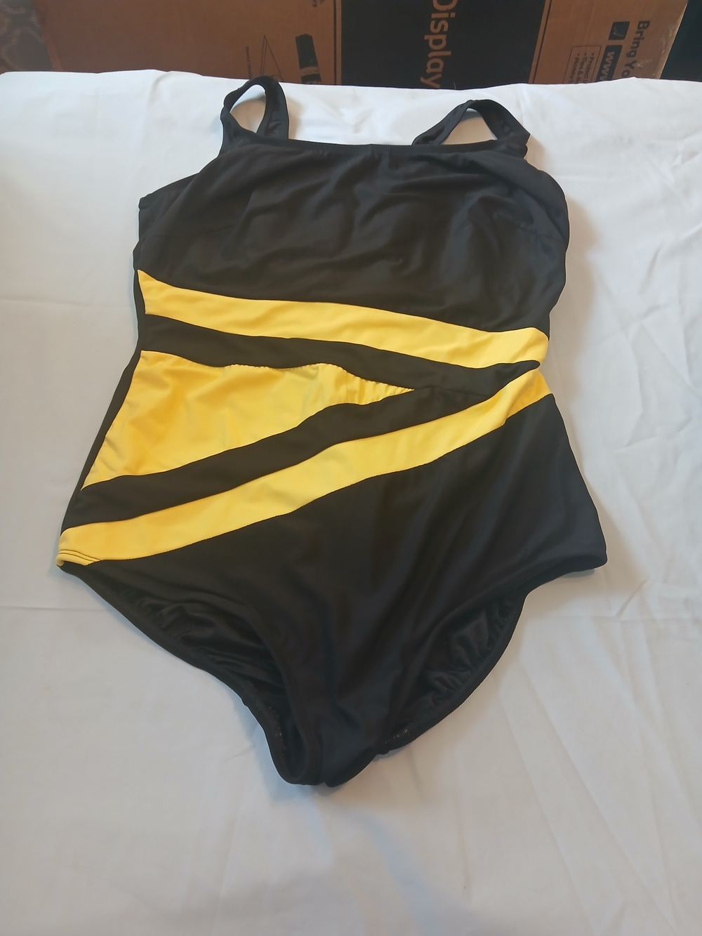 Longitude Black and Yellow Womens One-Piece Swimsuit